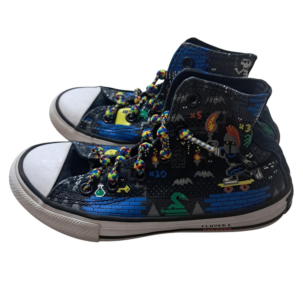 Converse Gamer High Top Sneakers Kids Boys 13 Black Chuck Taylor Retro Gaming